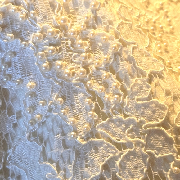 White Pearl & Lace Lisa Ashley Long Sleeve Blouse Size Medium - Picture 8 of 16